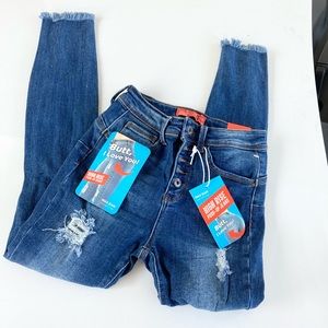 Wax Jean High Rise Push Up Distressed Jeans Size 0/24 NWT